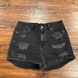 American Eagle Outfitters Black Distressed Jean Shorts